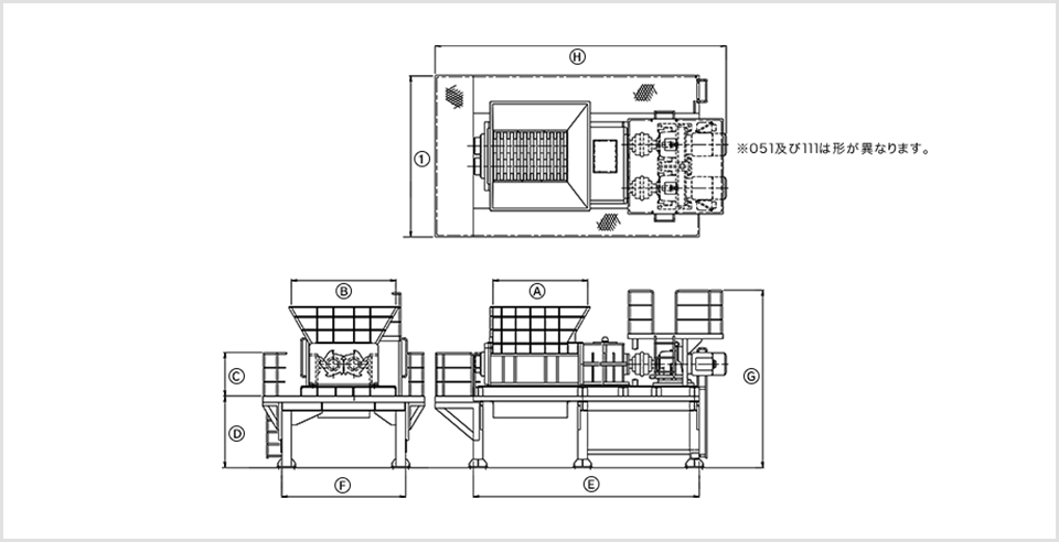 NS型小型機械主要寸法図